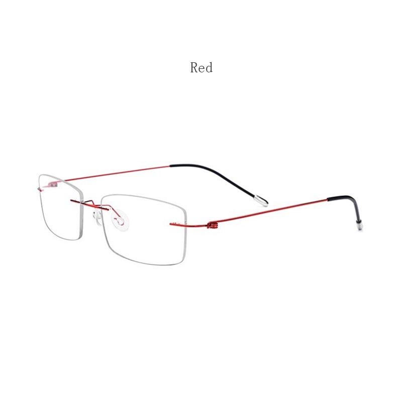 Hdcrafter Women's Rimless Rectangle Titanium Frame Eyeglasses P8361 Rimless Hdcrafter Eyeglasses red  