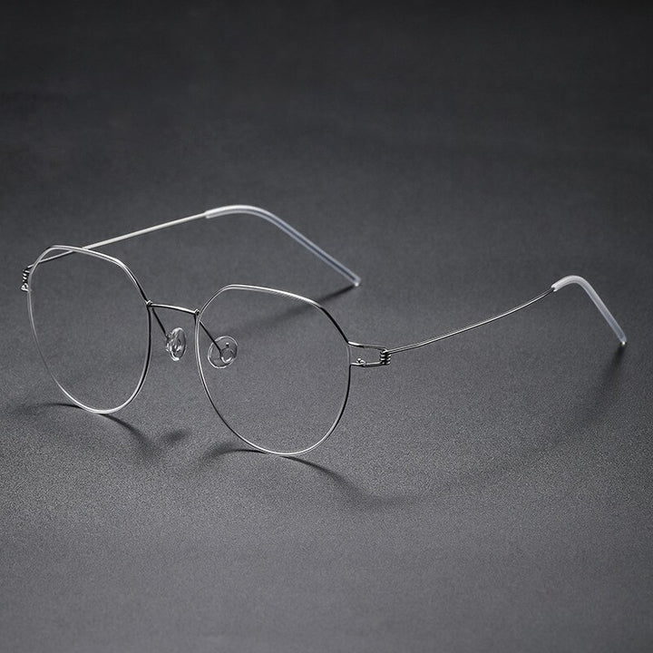 Gatenac Full Rim Round Titanium Alloy Screwless Frame Eyeglasses Gxyj679 Full Rim Gatenac Silver  