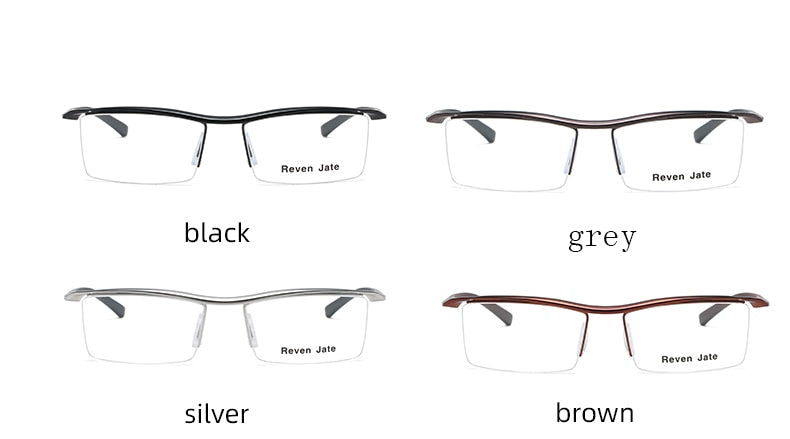 Reven Jate Browline Half Rim Alloy Metal Glasses Frame For Men Eyeglasses Eyewear Man Spectacles Frame Semi Rim Reven Jate   