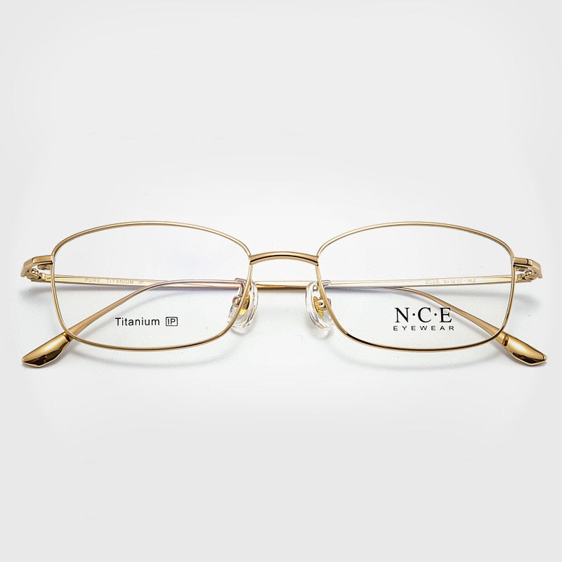 Men's Full Rim Square Titanium Frame Eyeglasses SC8508 Full Rim Bclear Gold  