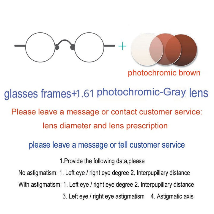 Yujo Unisex Full Rim Round Handcrafted Stainless Steel Customized Lens/ Diameter Eyeglasses Full Rim Yujo brown China 