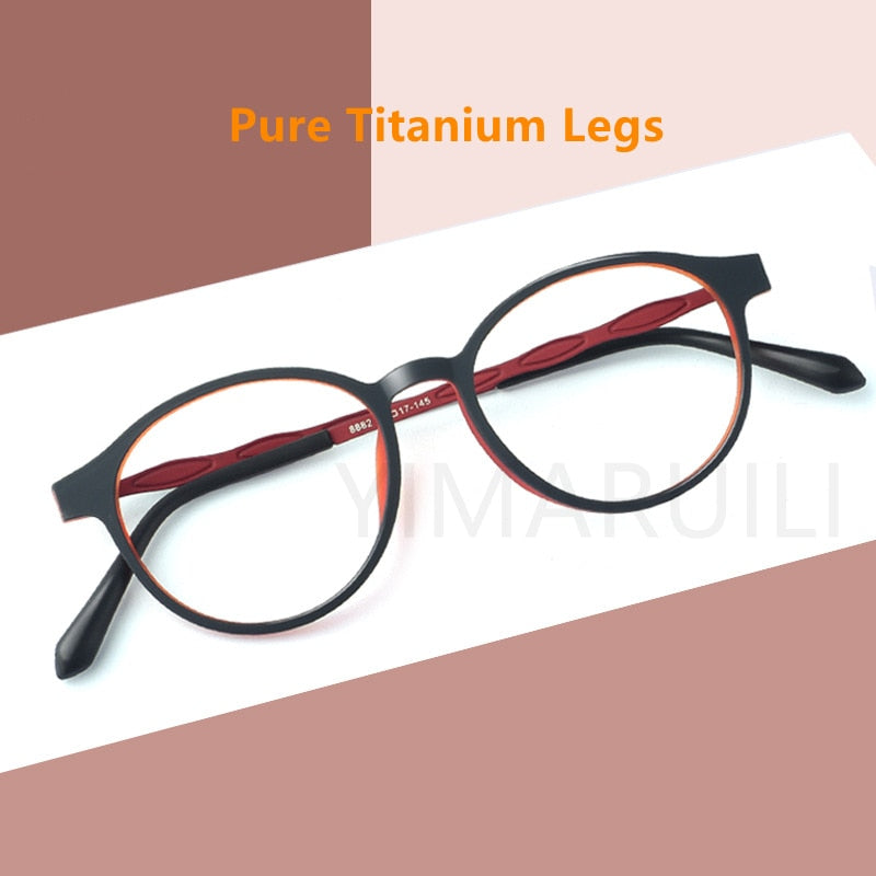 Yimaruili Unisex Full Rim Round Titanium Frame Eyeglasses 8882 Full Rim Yimaruili Eyeglasses   