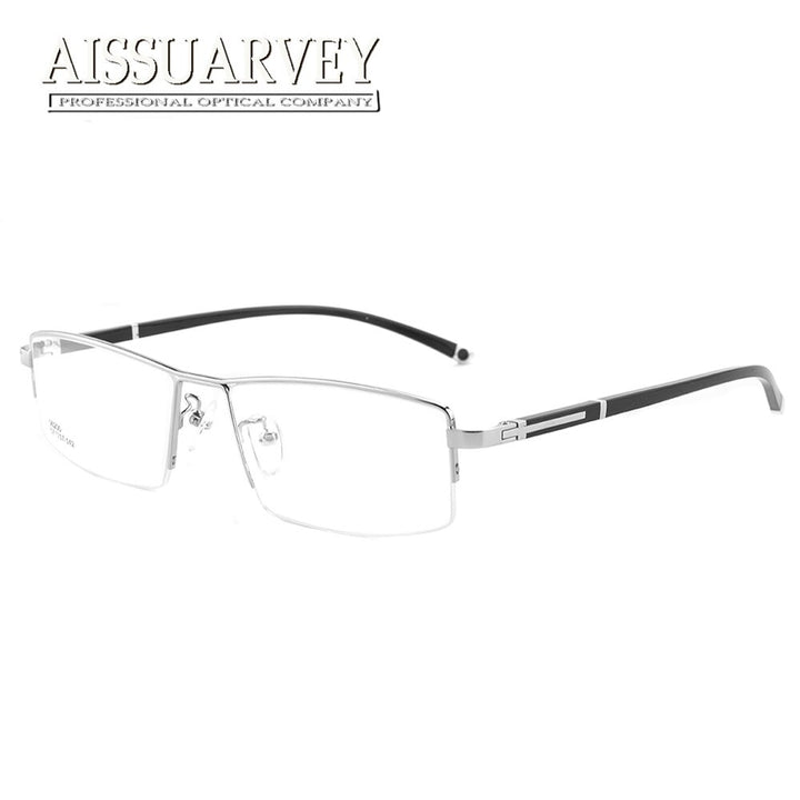 Aissuarvey Men's Semi Rim Metal Alloy Frame Eyeglasses As56200 Semi Rim Aissuarvey Eyeglasses Silver  