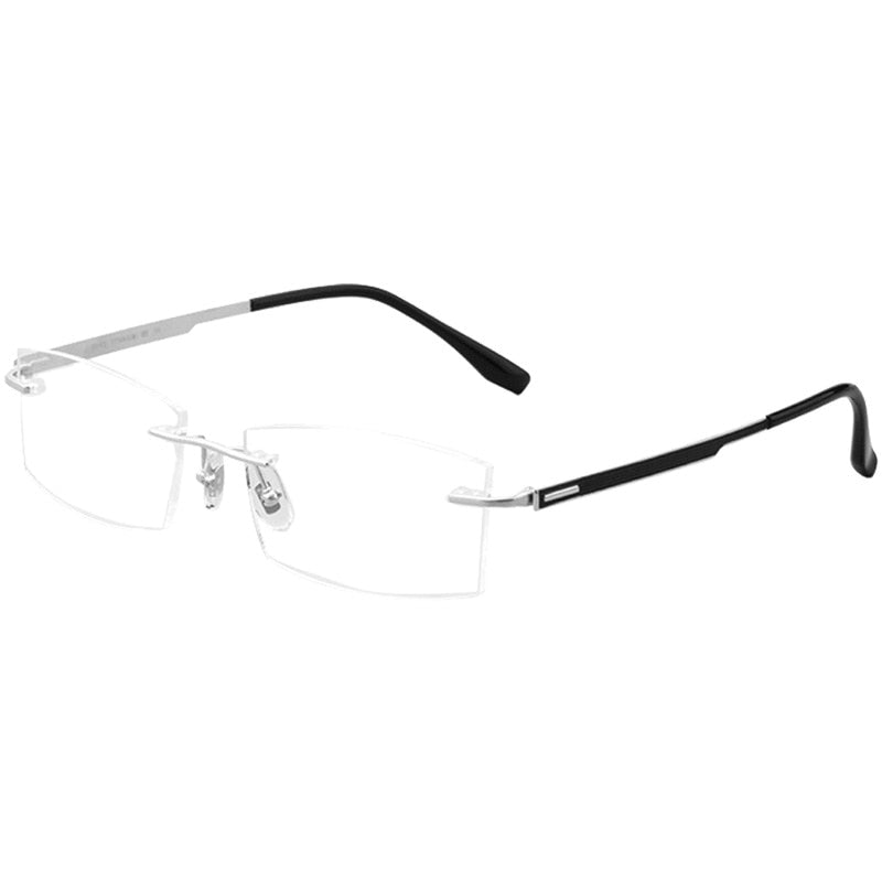 Yimaruili Men's Rimless Titanium Rectangle Frame Eyeglasses 89518 Rimless Yimaruili Eyeglasses   