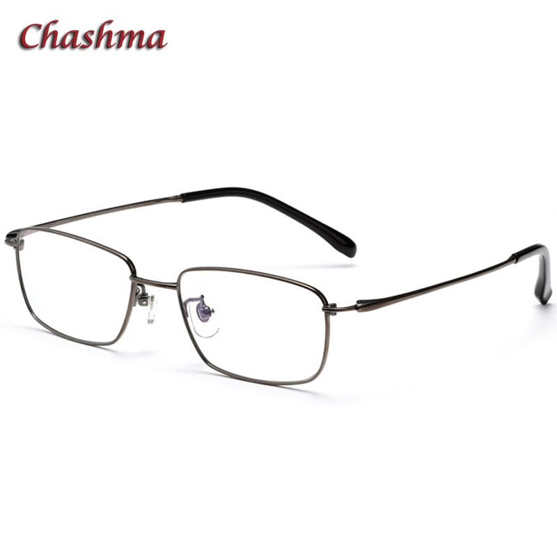Chashma Ochki Unisex Full Rim Small Square Titanium Eyeglasses 85741 Full Rim Chashma Ochki Gray  