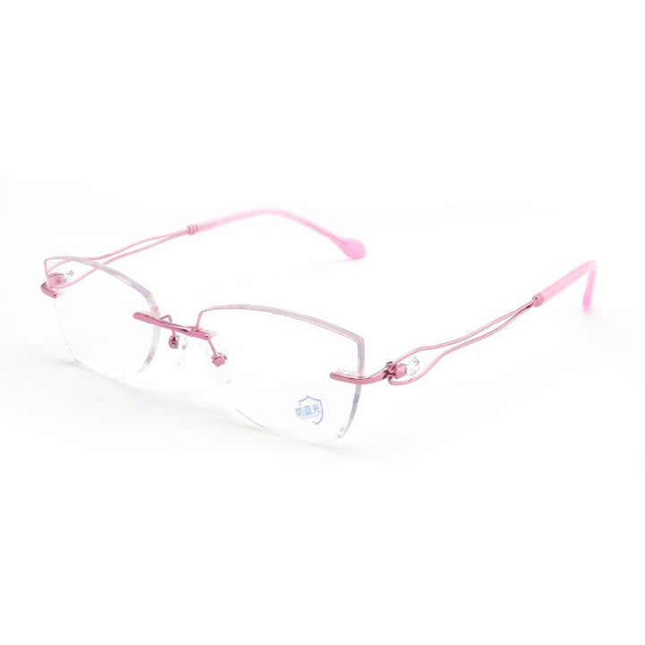 Reven Jate Women's Eyeglasses Titanium Rimless Diamond Cutting 2534 Rimless Reven Jate pink  