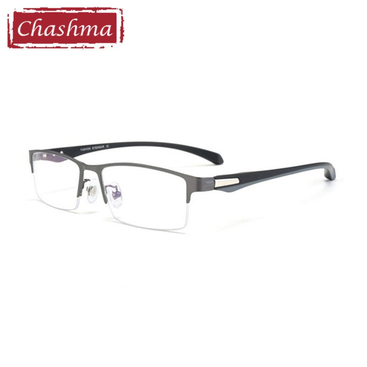 Chashma Ottica Men's Semi/Full Rim Square Alloy Eyeglasses 66071/66085 Full Rim Chashma Ottica Gray Half Frame  