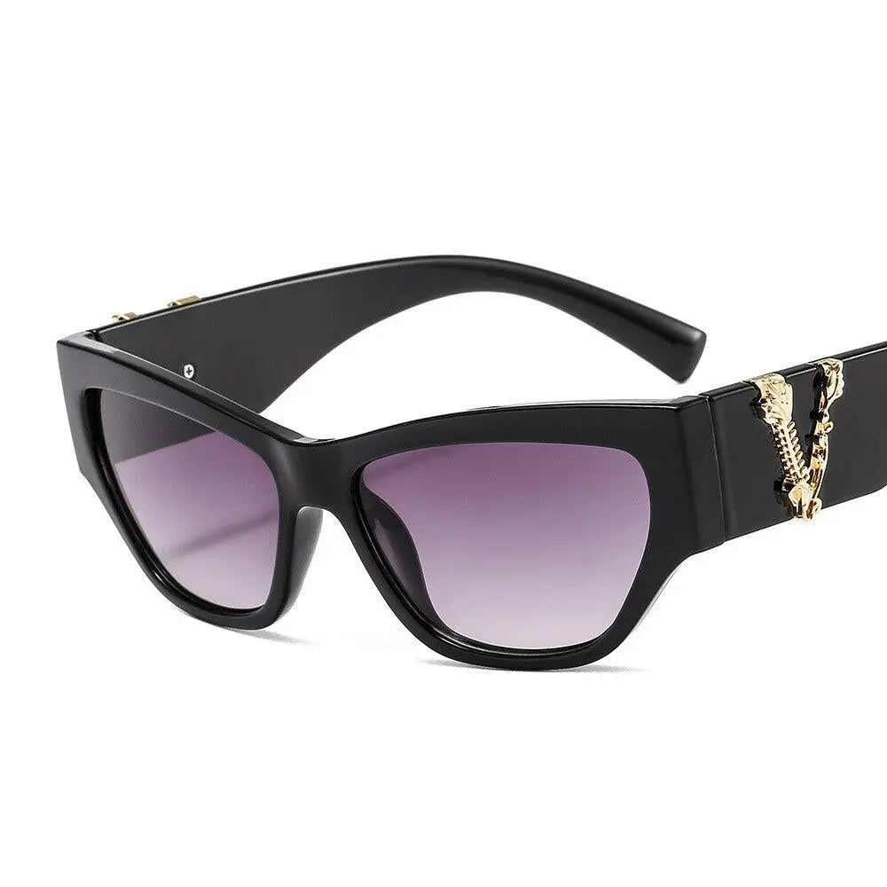 CCspace Women's Full Rim Cat Eye Resin Frame Sunglasses 46538 - C1Black-Gray