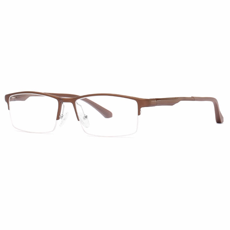 Hotochki Unisex Semi Rim Aluminum Magnesium Alloy Frame Eyeglasses 6286 Semi Rim Hotochki Auburn  