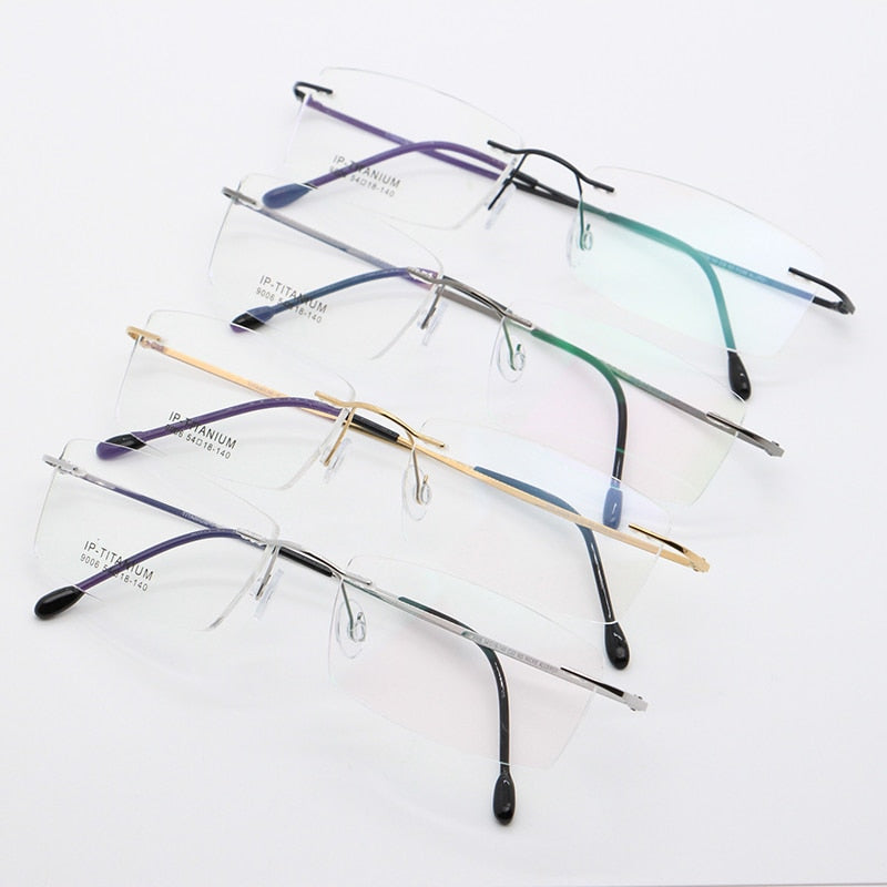 Unisex Rimless Titanium Frame Eyeglasses Customizable Lenses 9006 Rimless Bclear   