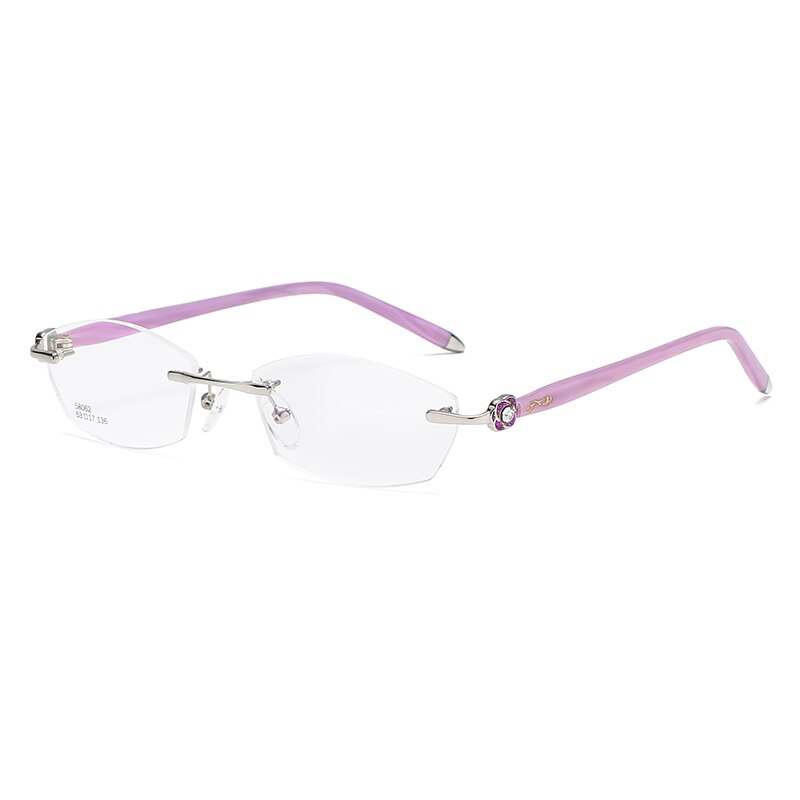 Zirosat 58062 Women's Eyeglasses Alloy Tint Lenses Diamond Cutting Rimless Titanium Rimless Zirosat silver pink  