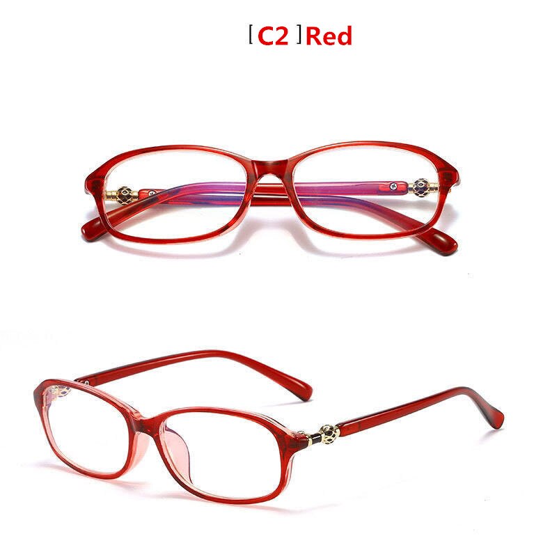 Women's Reading Glasses Plastic Frame Acetate 8022 Reading Glasses SunSliver +100 H9 Red 
