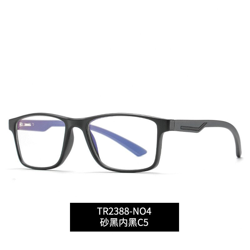 Men's Tr 90 Full Rim Square Frame Eyeglasses Anti Blue Light Full Rim Bclear black C 5  