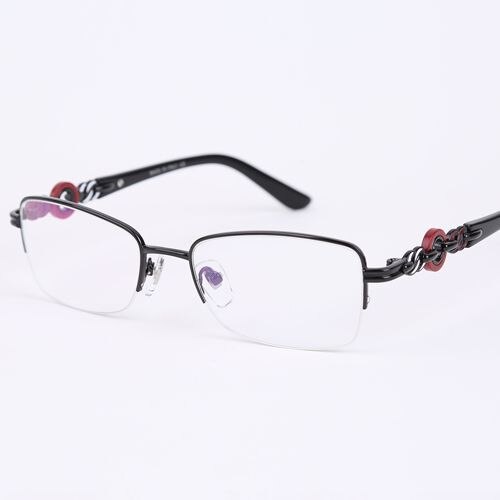 Oveliness Women's Semi Rim Square Alloy Eyeglasses Bv4097 Semi Rim Oveliness black red  