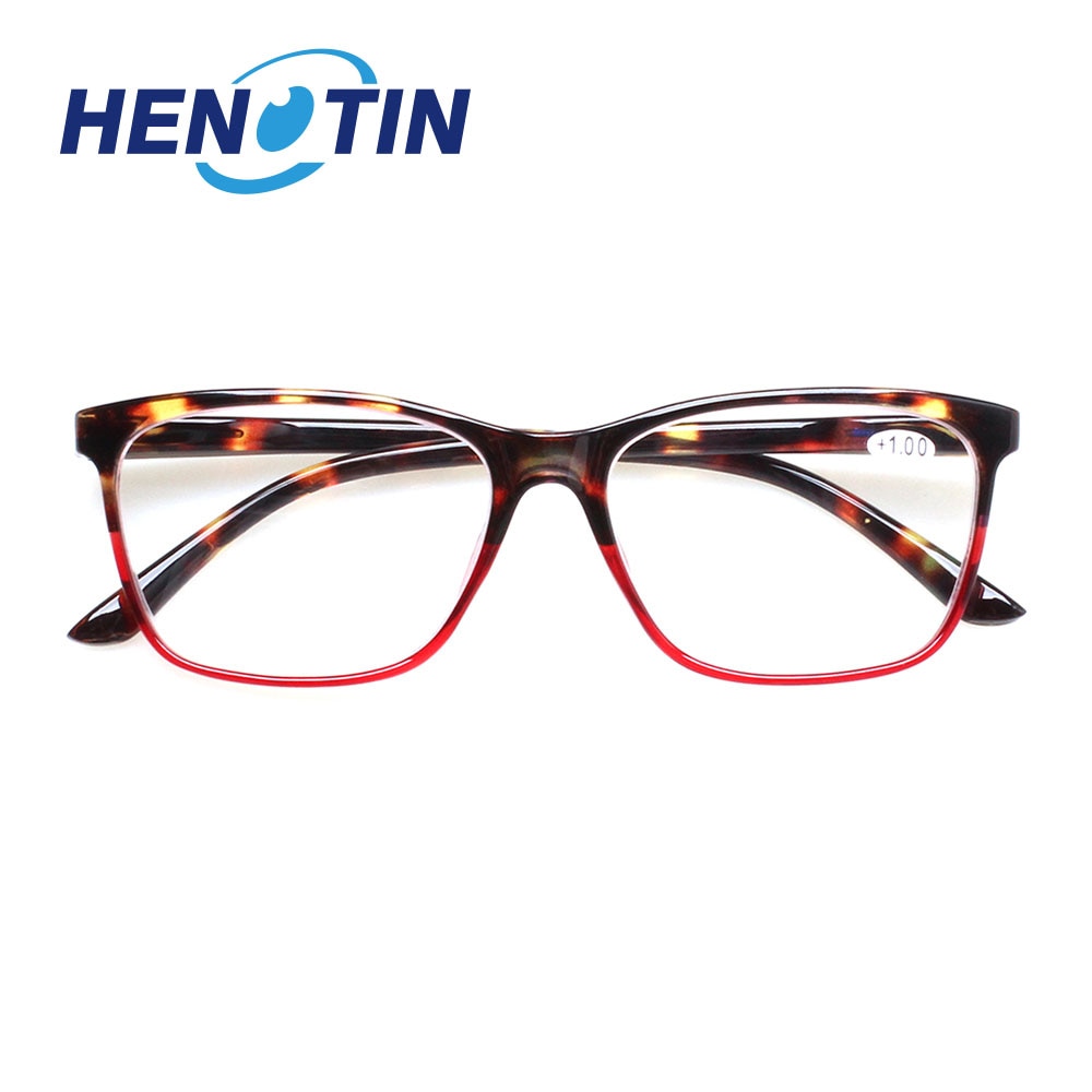 Henotin Eyeglasses Unisex Stylish Rectangular Reading Glasses Spring Hinge Diopter 0 To 1.50 Reading Glasses Henotin 0 red 