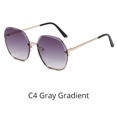 Ralferty Women's Sunglasses Oversize Round Irregular W3006 Sunglasses Ralferty C4 Gray Gradient China As picture