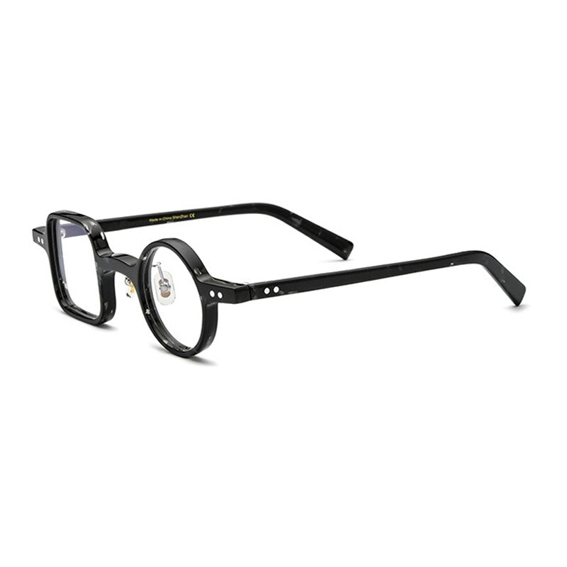 Gatenac Unisex Full Rim Square Round Acetate Frame Eyeglasses Gxyj584 Full Rim Gatenac Black Leopard  