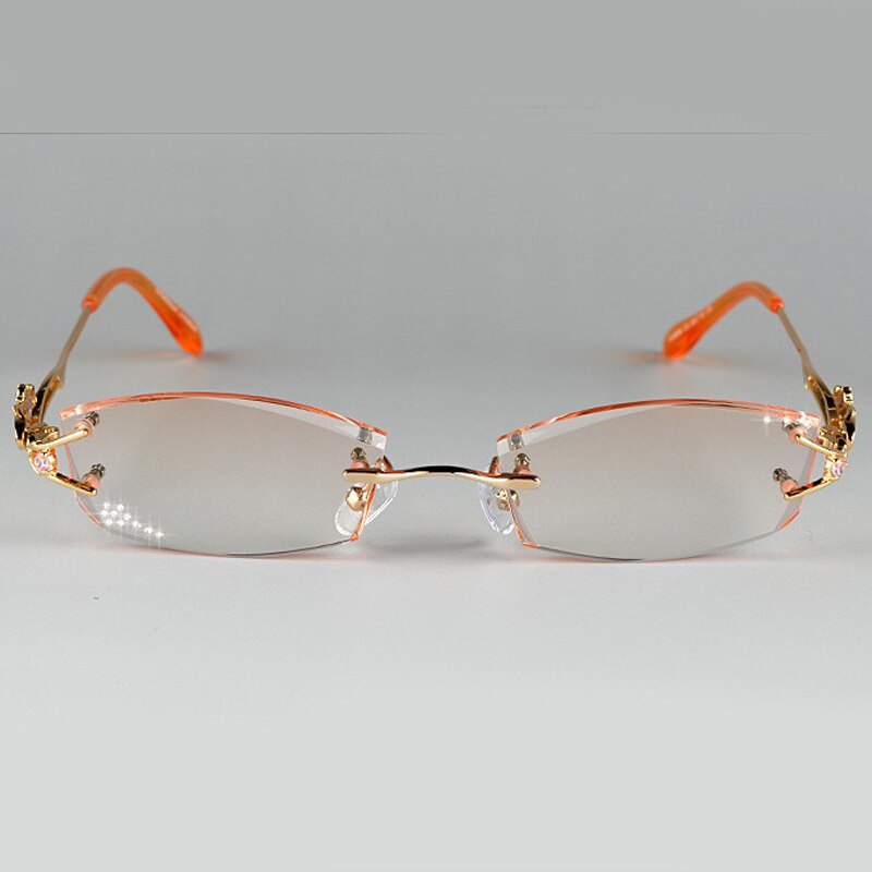Chashma Ottica Women's Rimless Oval Rectangle Titanium Eyeglasses Tinted Lenses 8036a Rimless Chashma Ottica   