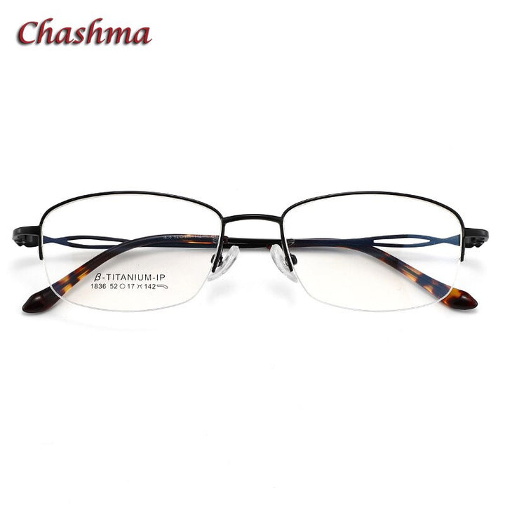 Chashma Ochki Women's Semi Rim Square Titanium Eyeglasses 1836 Semi Rim Chashma Ochki   