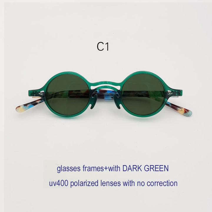 Men's Acetate Plate Frame Round Polarized Sunglasses Customizable Lenses Sunglasses Yujo C1 China Other