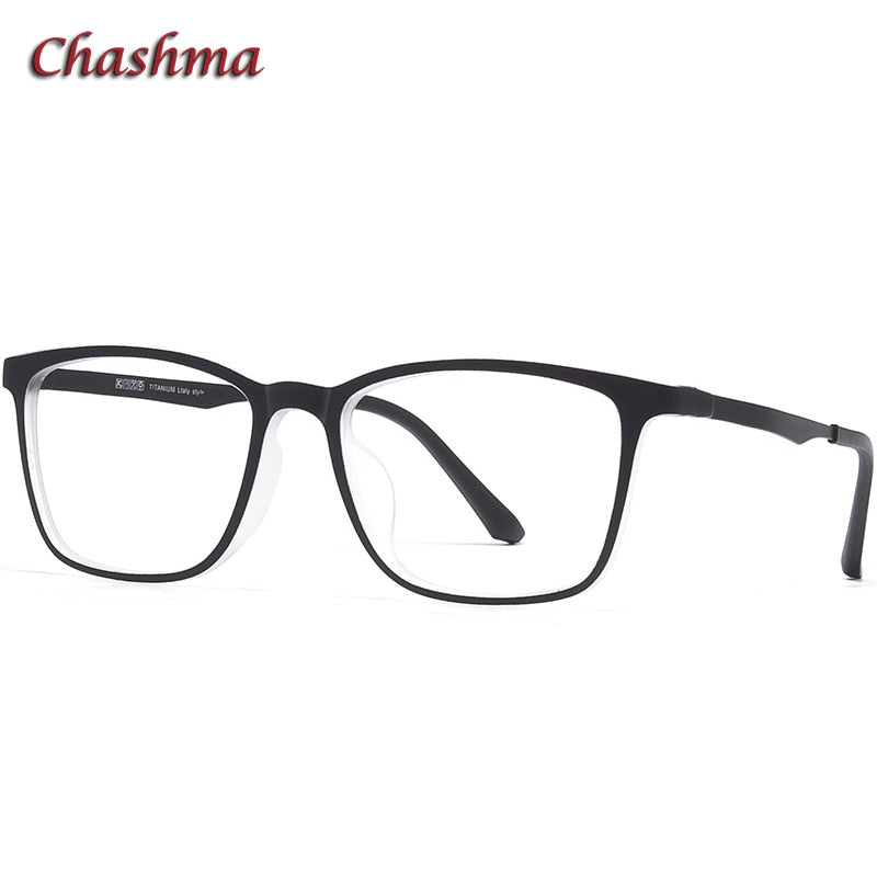 Chashma Ochki Unisex Large Round Square  Tt 90 Titanium Eyeglasses 8808 Frame Chashma Ochki Black White  