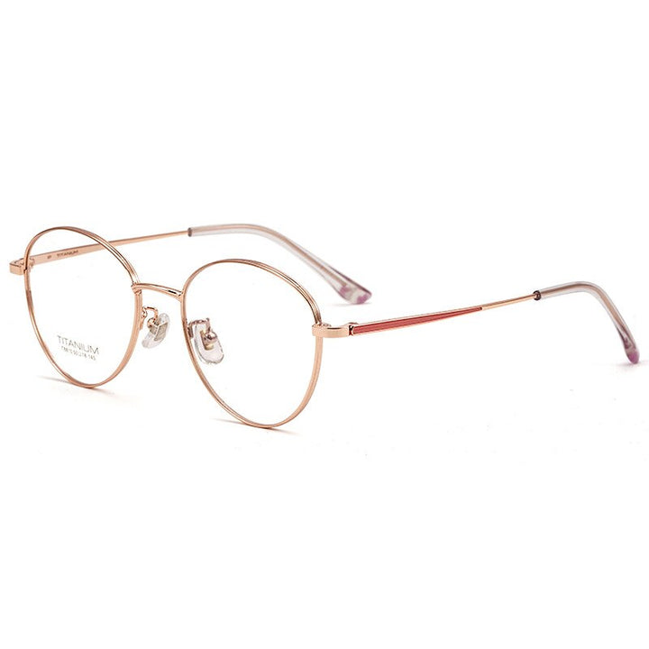 Yimaruili Unisex Full Rim Round β Titanium Frame Eyeglasses 8810 Full Rim Yimaruili Eyeglasses Rose Gold China 