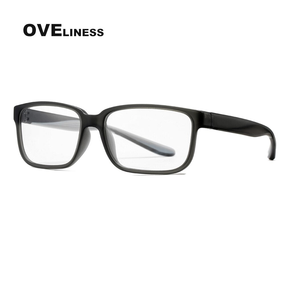 Oveliness Men's Full Rim Square Tr 90 Titanium Eyeglasses 7102 Full Rim Oveliness grey white  