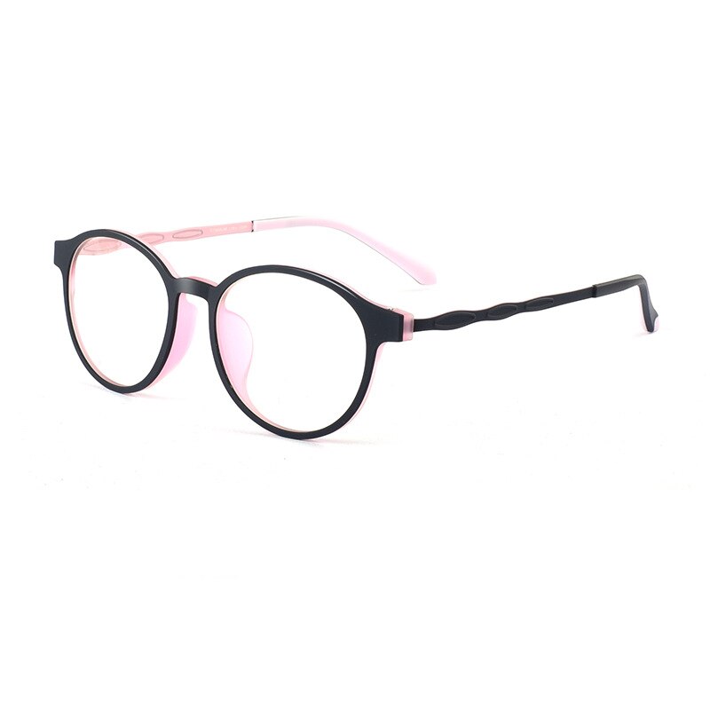 Yimaruili Unisex Full Rim Round Titanium Frame Eyeglasses 8882 Full Rim Yimaruili Eyeglasses Black Pink  