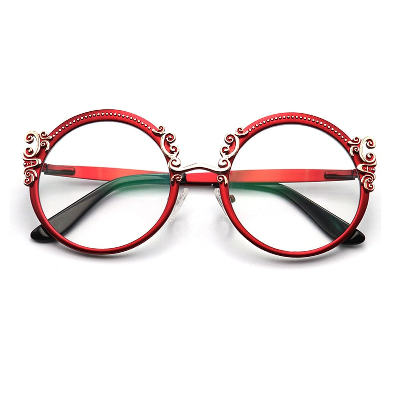 Laoyehui Women's Eyeglasses Round Alloy Reading Glasses Red 8400 Reading Glasses Laoyehui 0 Red 