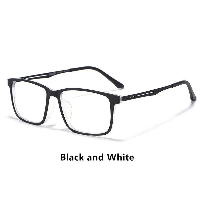 Yimaruili Unisex Eyeglasses Plastic Titanium 8g Large Glasses 8838 Frame Yimaruili Eyeglasses Black white  