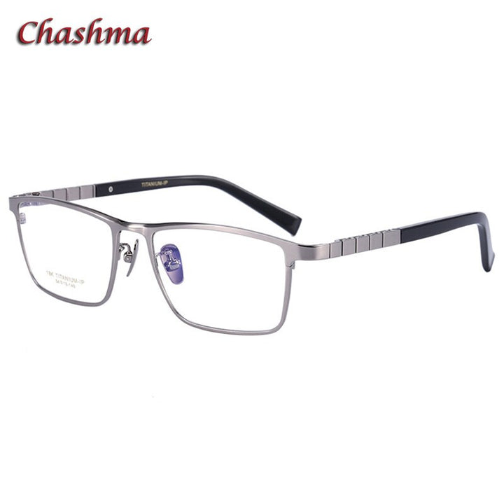 Chashma Ochki Men's Full Rim Square Titanium Eyeglasses 91067 Full Rim Chashma Ochki Bright Gray  
