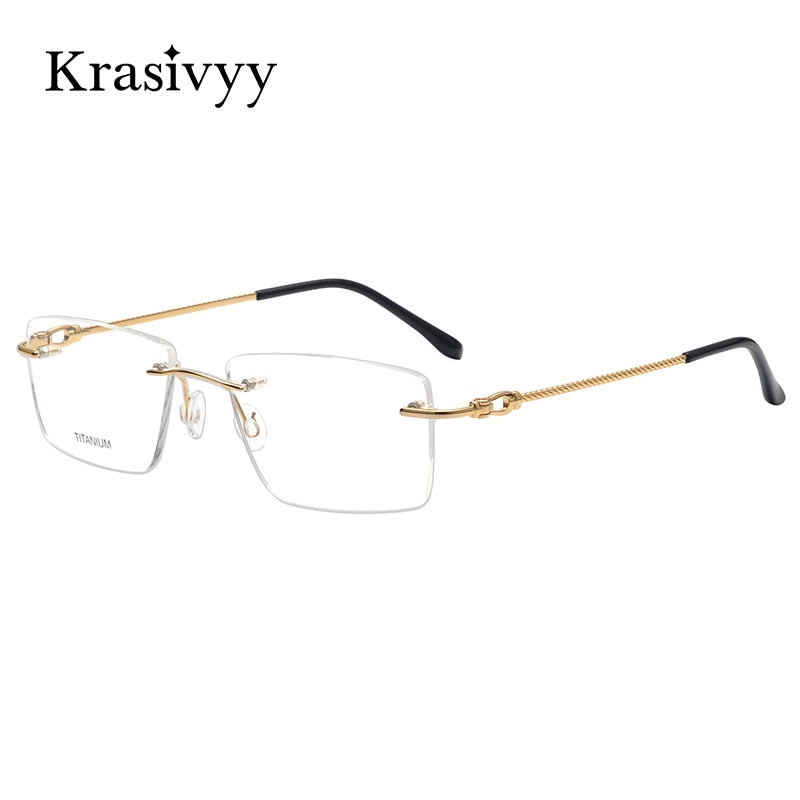 Krasivyy Men's Rimless Square Titanium  Eyeglasses Kr16061 Rimless Krasivyy   