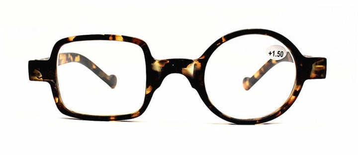 Unisex Reading Glasses One Round One Square From 0 To +3.5 Reading Glasses SunnyFunnyDay 0 Leopard 