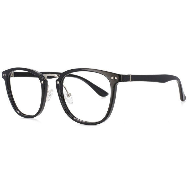 CCSpace Unisex Full Rim Square Tr 90 Titanium Rivet Frame Eyeglasses 53647 Full Rim CCspace black  