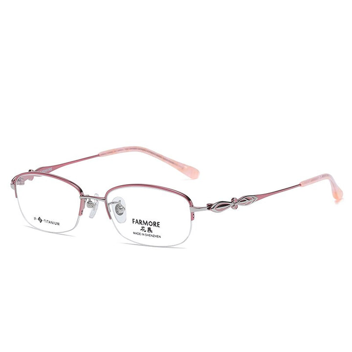 Reven Jate Women's Eyeglasses 6024 Titanium Semi Rim Frames Reven Jate purple silver  