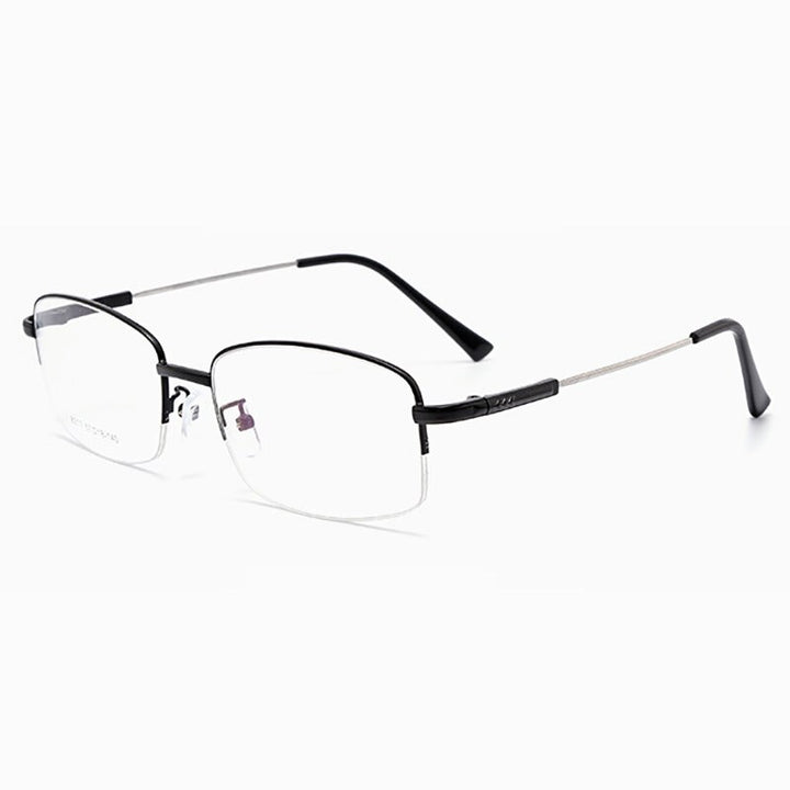 Hotochki Men's Semi Rim Square Alloy Eyeglasses 8217 Semi Rim Hotochki Black  