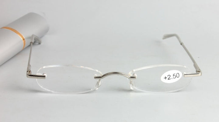 Unisex Reading Glasses Silver Frame Rimless +1.00-3.50 Reading Glasses Brightzone   