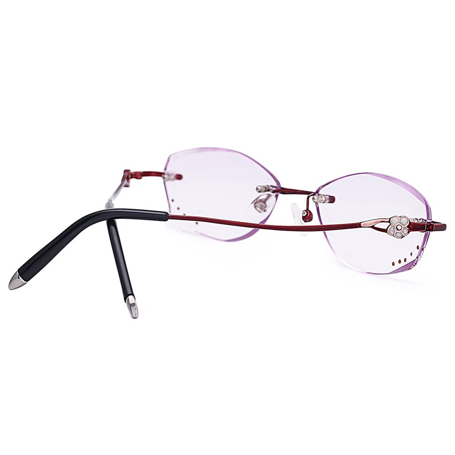 Women's Rimless Rhinestone Purple Gradient Tint Lens Reading Glasses Reading Glasses Brightzone   