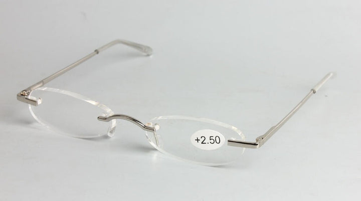 Unisex Reading Glasses Silver Frame Rimless +1.00-3.50 Reading Glasses Brightzone   