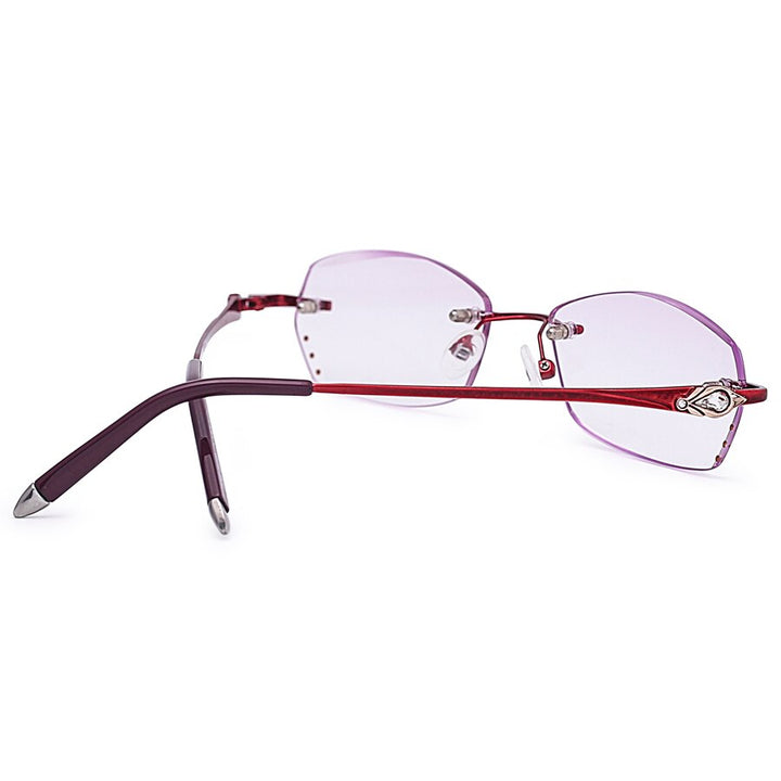 Women's  Reading Glasses Purple Resin Lenses Rimless Frame Reading Glasses Brightzone   