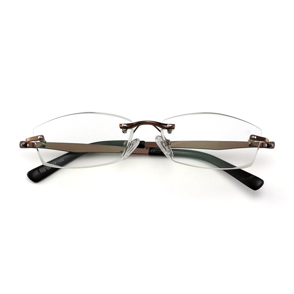 Unisex Rimless Titanium Alloy Frame Anti Blue Light Reading Glasses Reading Glasses Brightzone   