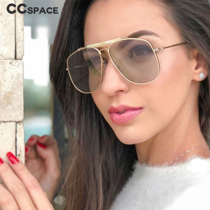 CCspace Women's Full Rim Square Alloy Double Bridge Pilot Frame Sunglasses 45811 Sunglasses CCspace Sunglasses   