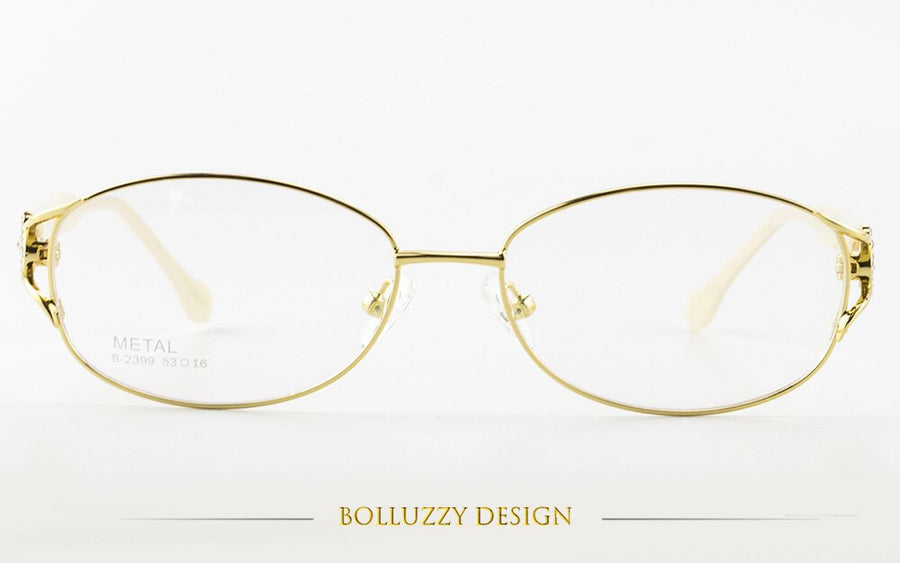 Bolluzzy Women S Eyeglasses Frame Diamonds Rhinestone Golden Hollow Fuzweb