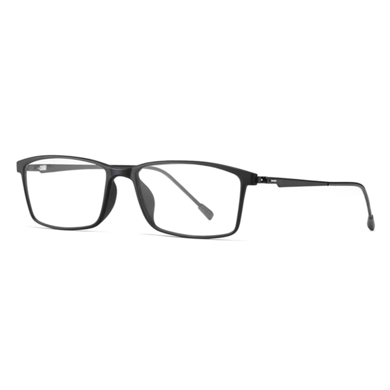 Hotony Men's Full Rim TR 90 Square Titanium Alloy Frame Eyeglasses Full Rim Hotony black  