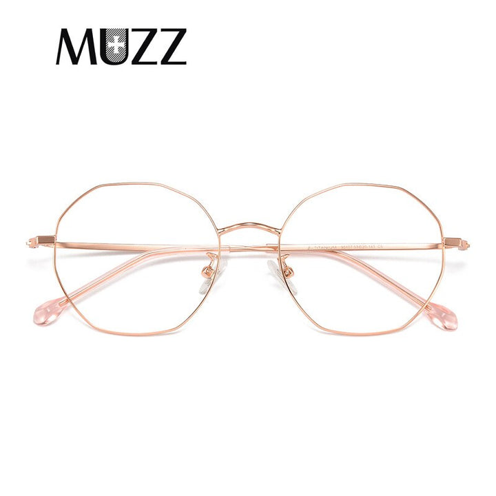Muzz Unisex Full Rim Irregular Polygon Titanium Frame Eyeglasses 95107 Full Rim Muzz Gold  