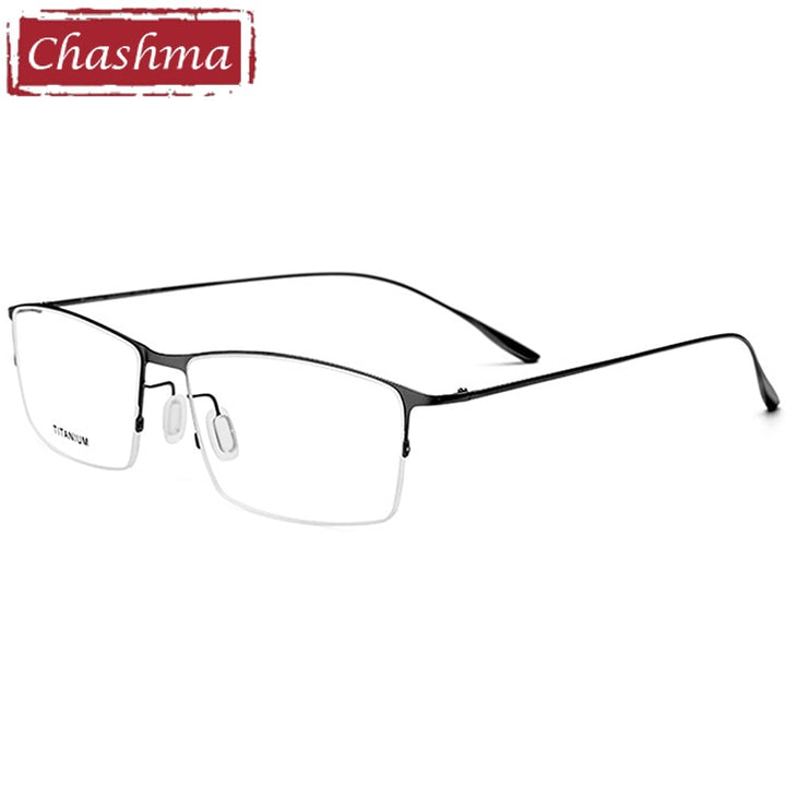 Men's Eyeglasses Titanium Half Frame Semi Rimmed 2611 Semi Rim Chashma Black  
