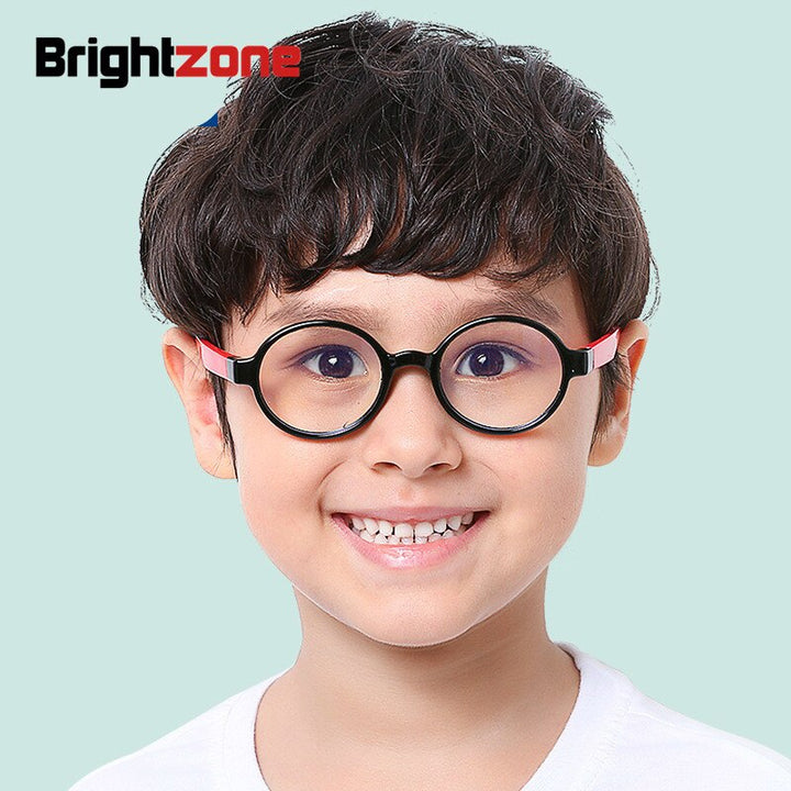 Unisex Anti Blue Light Children's Eyeglasses Round Plastic Titanium Frame Anti Blue Brightzone   
