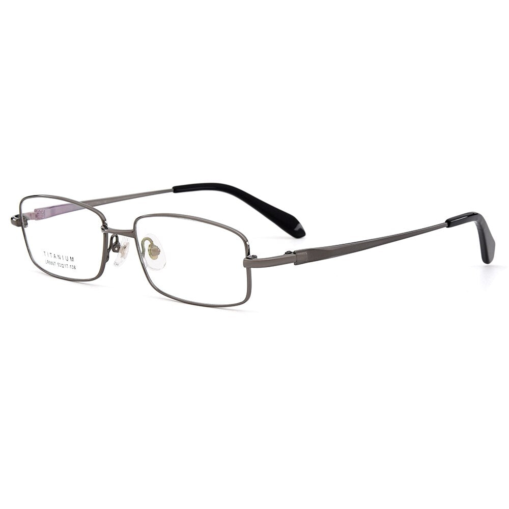 Men's Eyeglasses Ultralight 100% Pure Titanium Half Rim Lr9867 Semi Rim Gmei Optical Gun-Color  