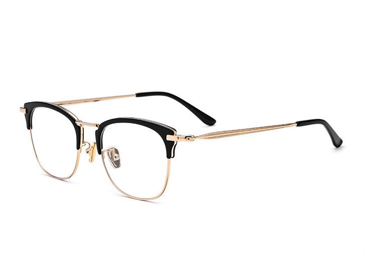 Women's Eyeglasses Cat Eye Acetate Metal Frame 802 Frame Brightzone Gold Black  