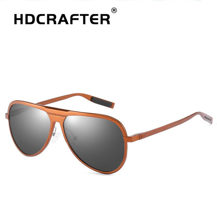 Hdcrafter Men's Full Rim Aluminum Magnesium Round Frame Polarized Sunglasses G9828 Sunglasses HdCrafter Sunglasses Auburn  